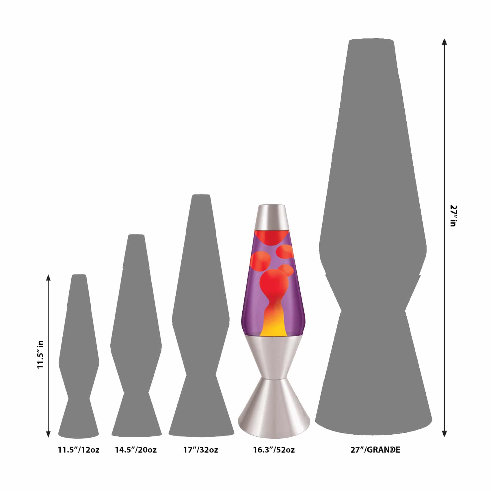 16.3" LAVA� Lamp - Yellow/Purple/Silver Size Comparison